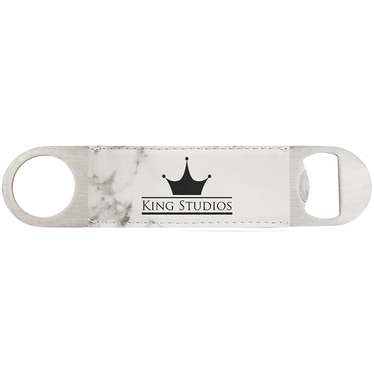 1 1/2" x 7" Marble Laserable Leatherette Bottle Opener