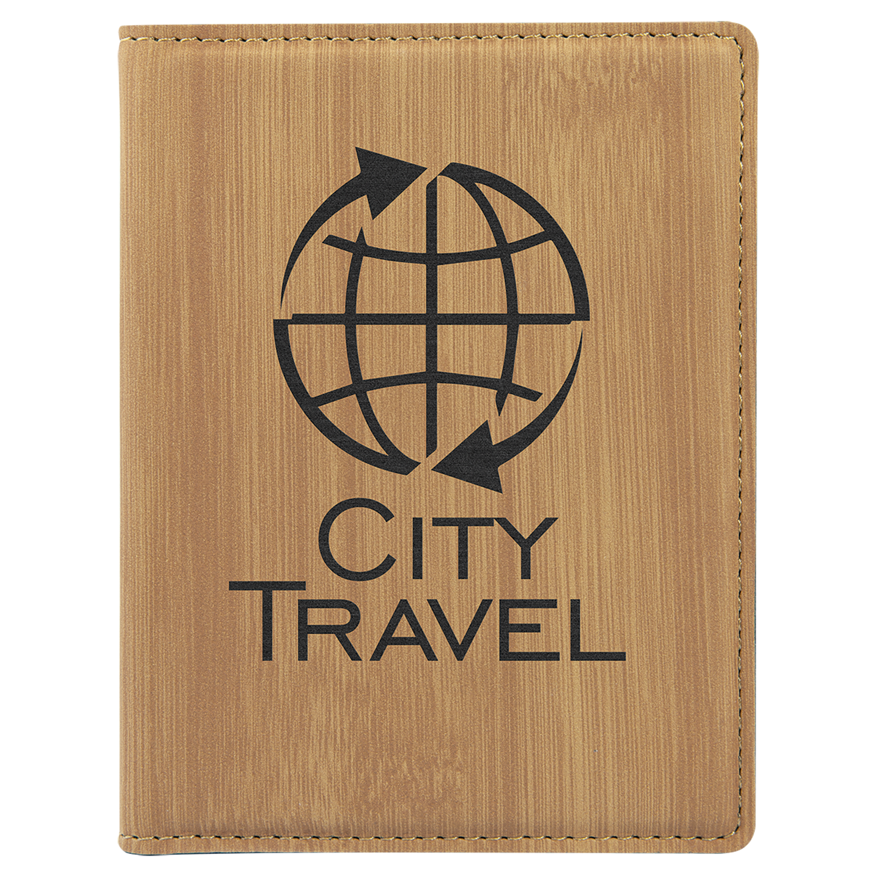 4 1/4" x 5 1/2" Bamboo Laserable Leatherette Passport Holder