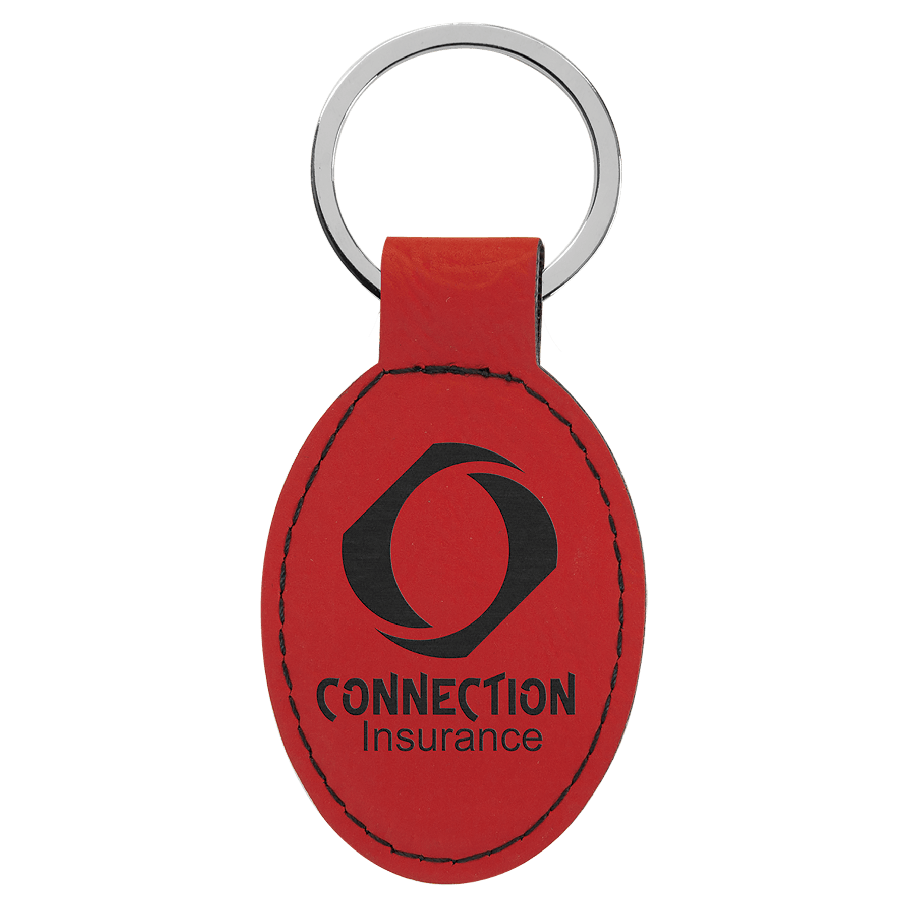3" x 1 3/4" Laserable Leatherette Oval Keychain