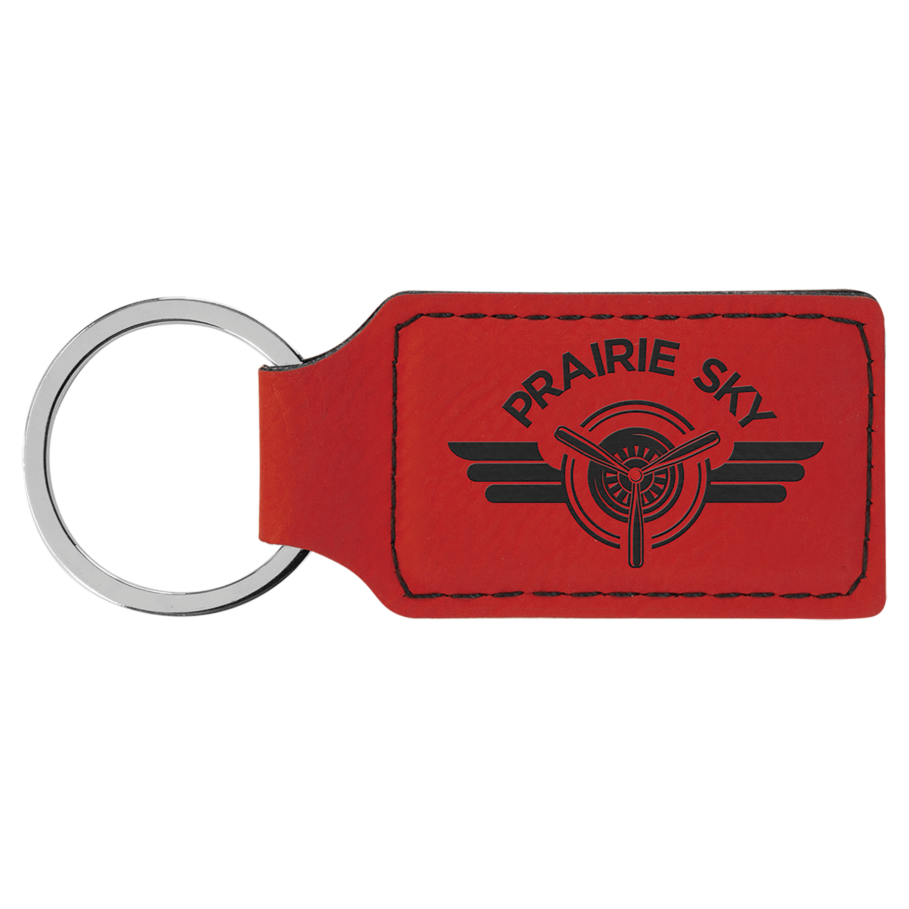 2 3/4" x 1 1/4" Laserable Leatherette Rectangle Keychain