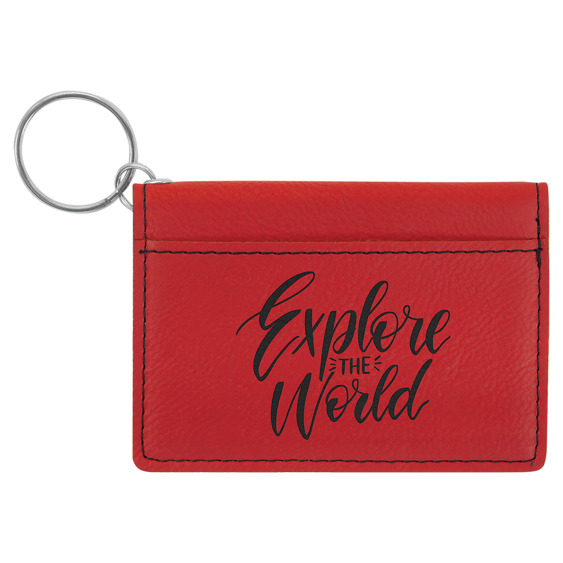 4 1/4" x 3" Laserable Leatherette Keychain ID Holder