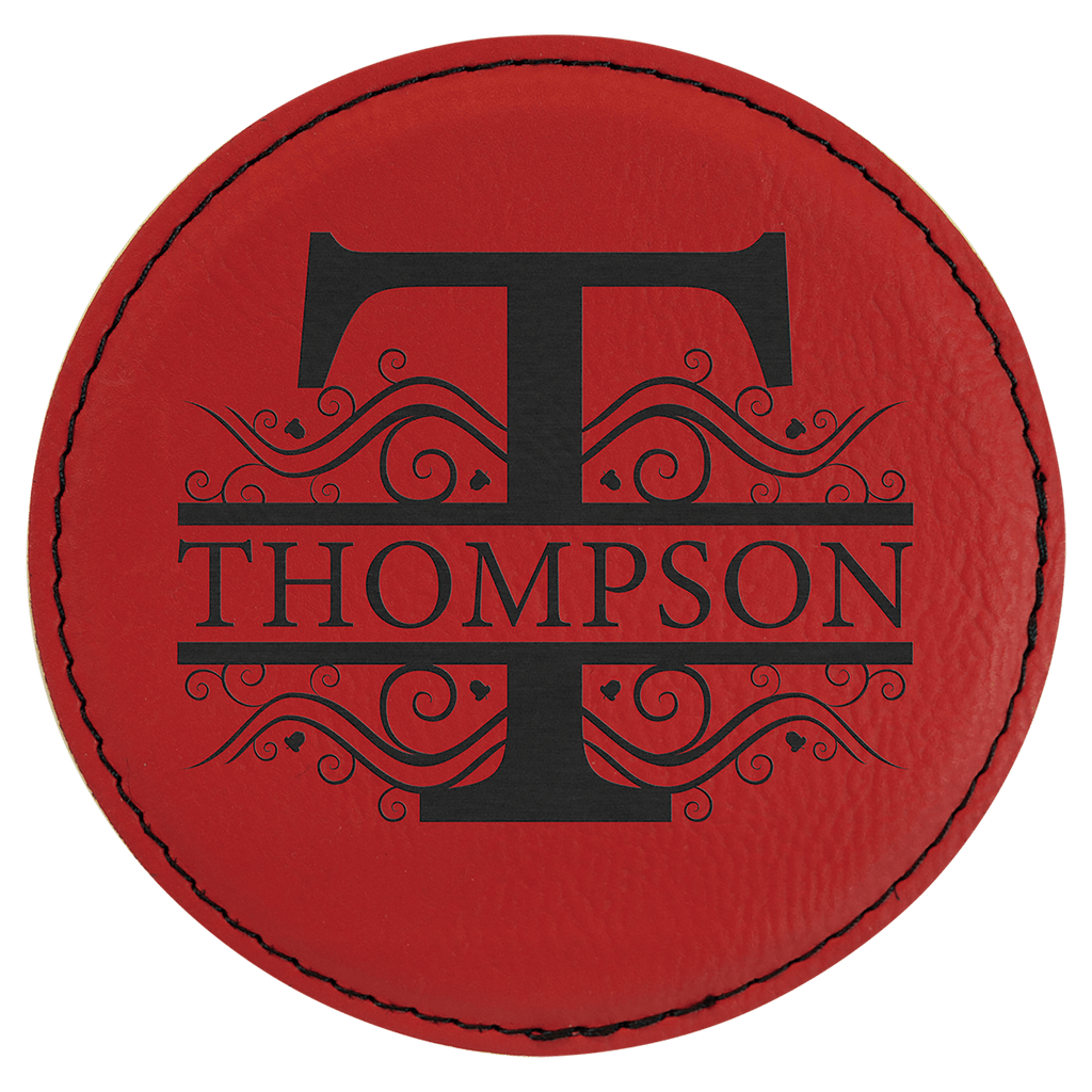 4" Round Laserable Leatherette Coaster