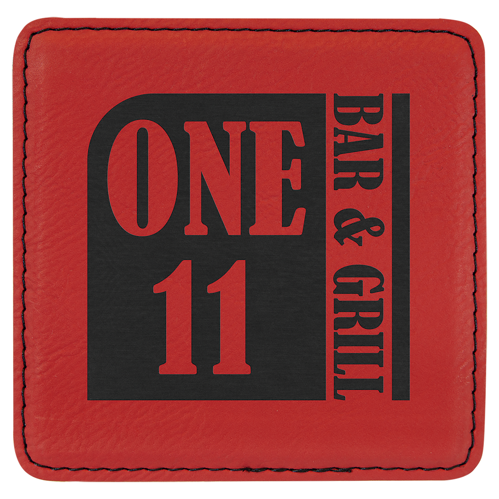 4" x 4" Square Laserable Leatherette Coaster
