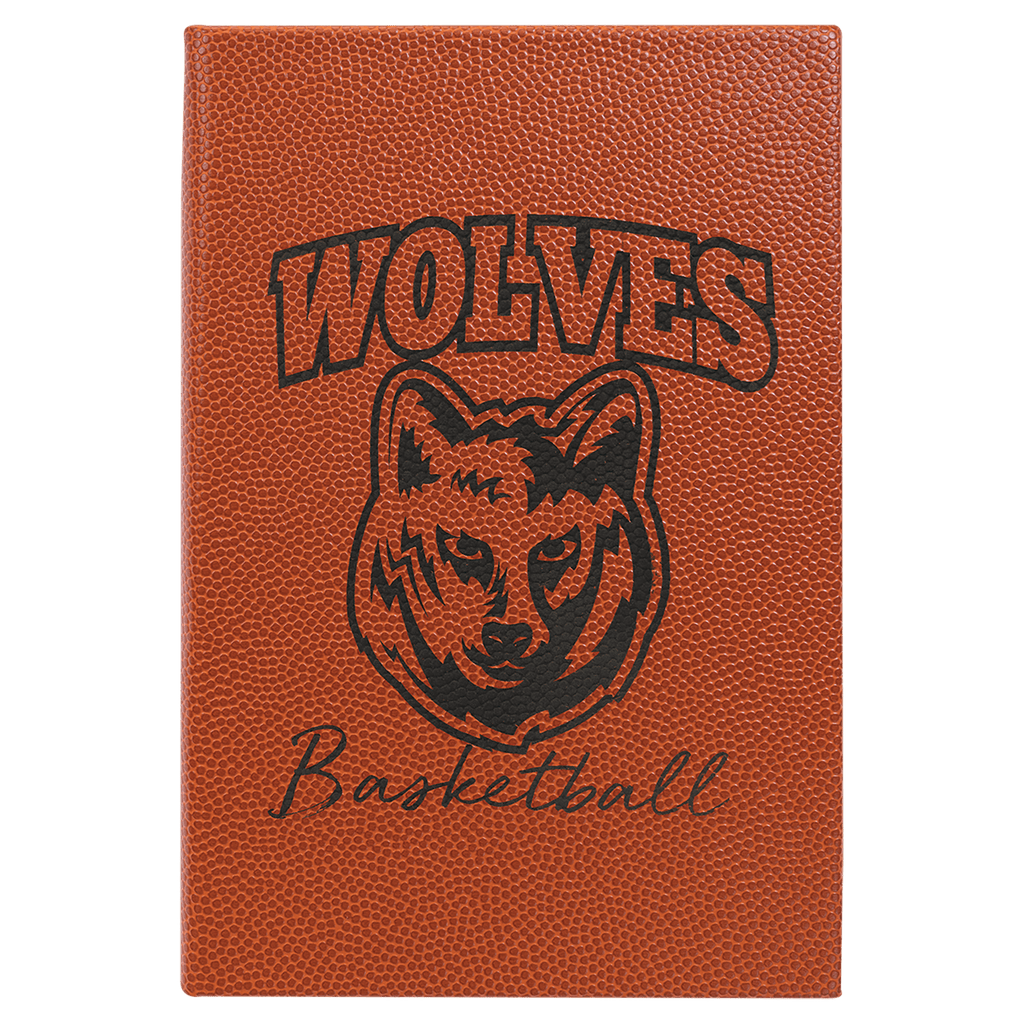 5 1/4" x 8 1/4" Basketball Laserable Leatherette Journal with Lined Notepad