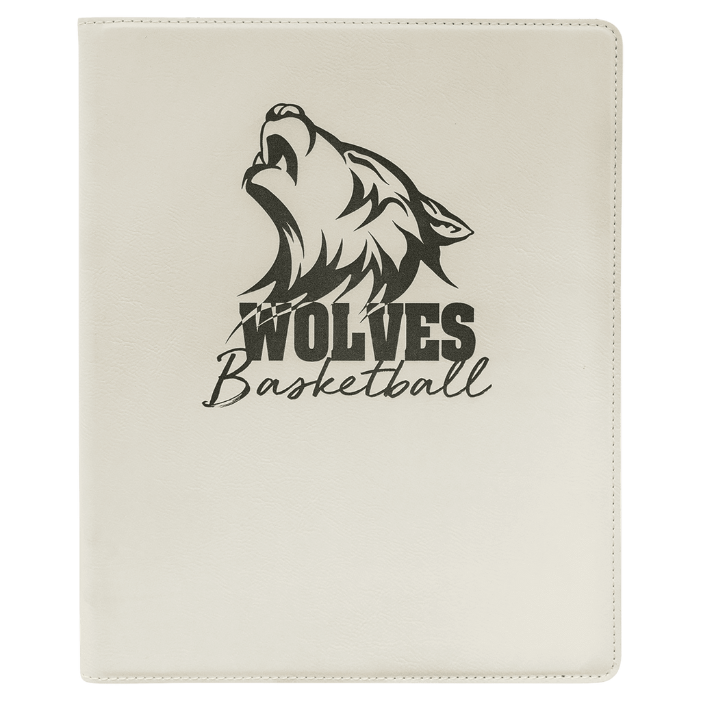 9 1/2" x 12"/Black Laserable Leatherette Portfolio with Notepad