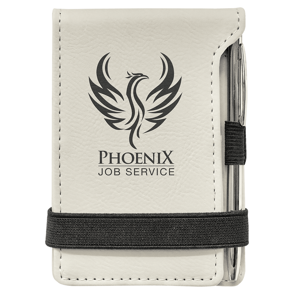 3 1/4" x 4 3/4" Laserable Leatherette Mini Notepad with Pen
