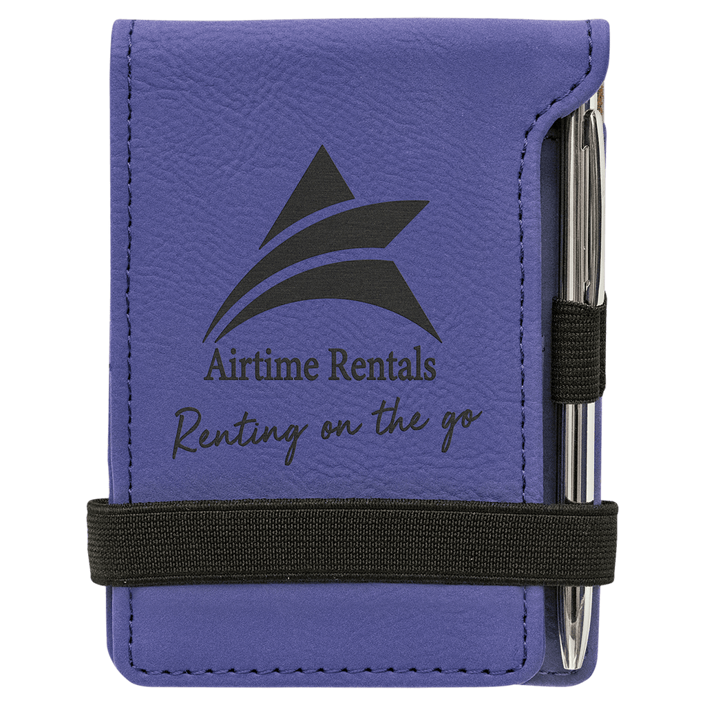 3 1/4" x 4 3/4" Laserable Leatherette Mini Notepad with Pen