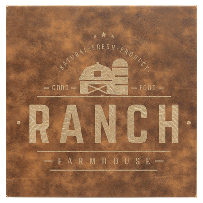 10" x 10" Rustic/Gold Laserable Leatherette Wall Decor with Sawtooth Hanger