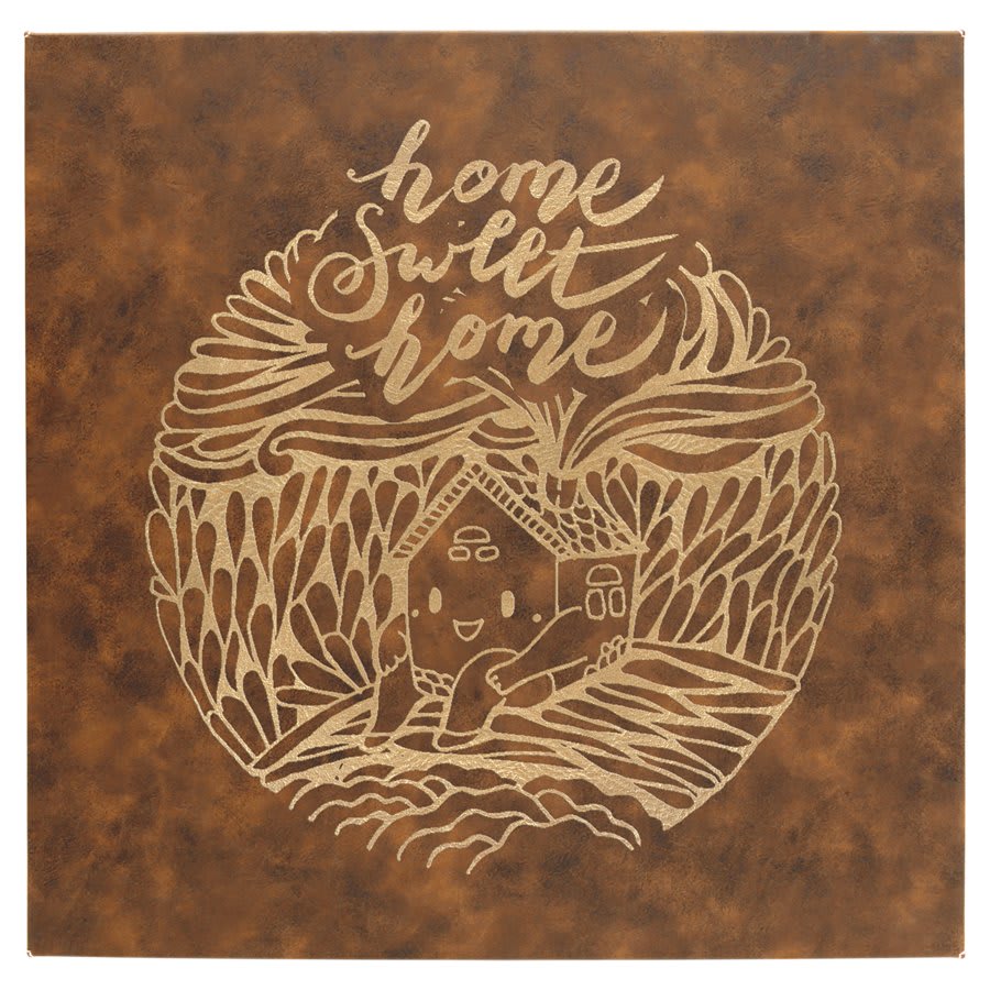14" x 14" Rustic/Gold Laserable Leatherette Wall Decor with Sawtooth Hanger