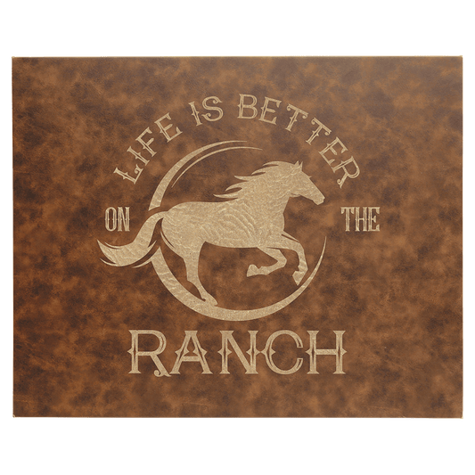 12" x 18" Rustic/Gold Laserable Leatherette Wall Decor with Sawtooth Hanger