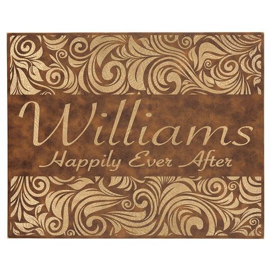 16" x 20" Rustic/Gold Laserable Leatherette Wall Decor with Sawtooth Hanger