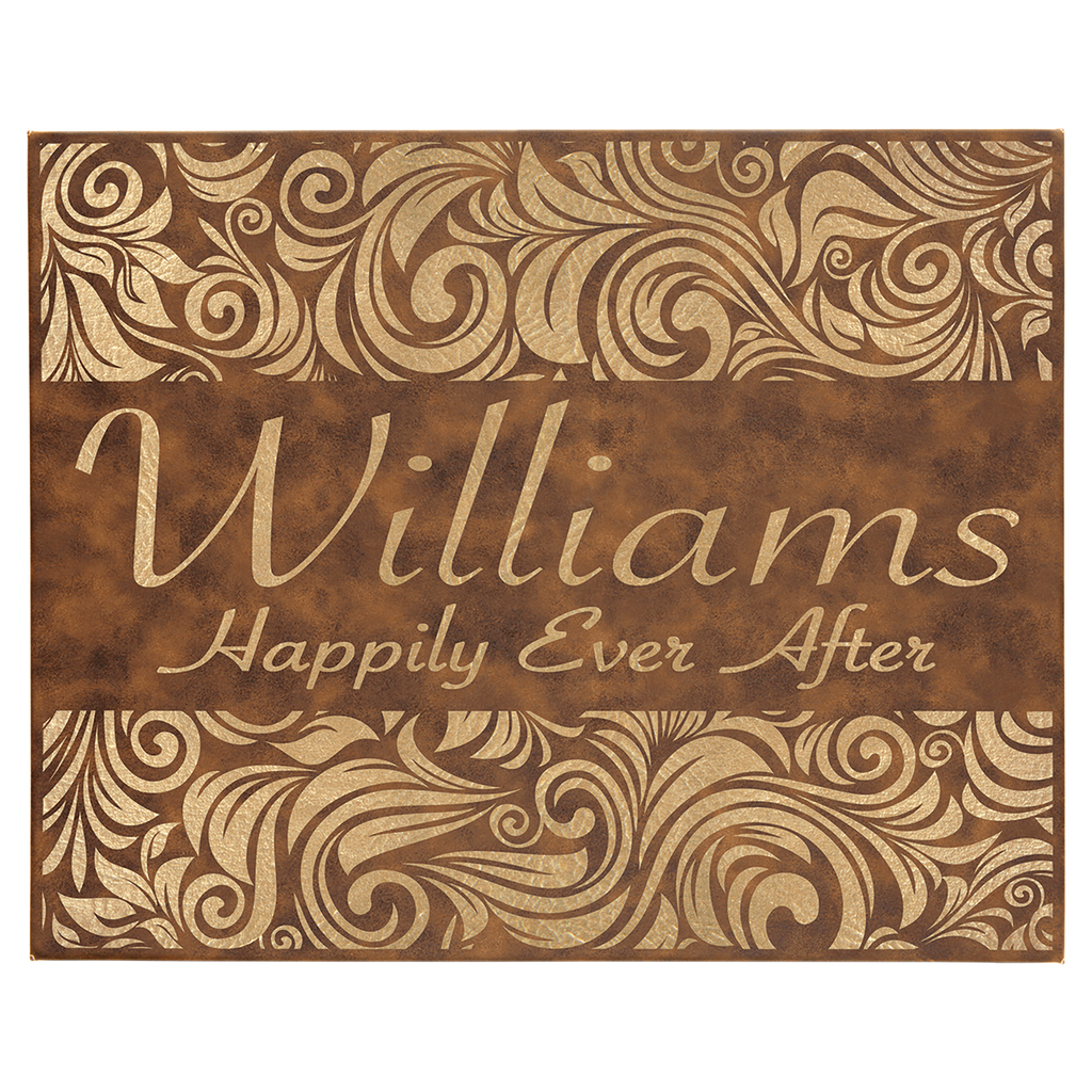16" x 20" Rustic/Gold Laserable Leatherette Wall Decor with Sawtooth Hanger
