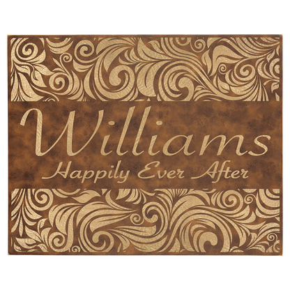 16" x 20" Rustic/Gold Laserable Leatherette Wall Decor with Sawtooth Hanger