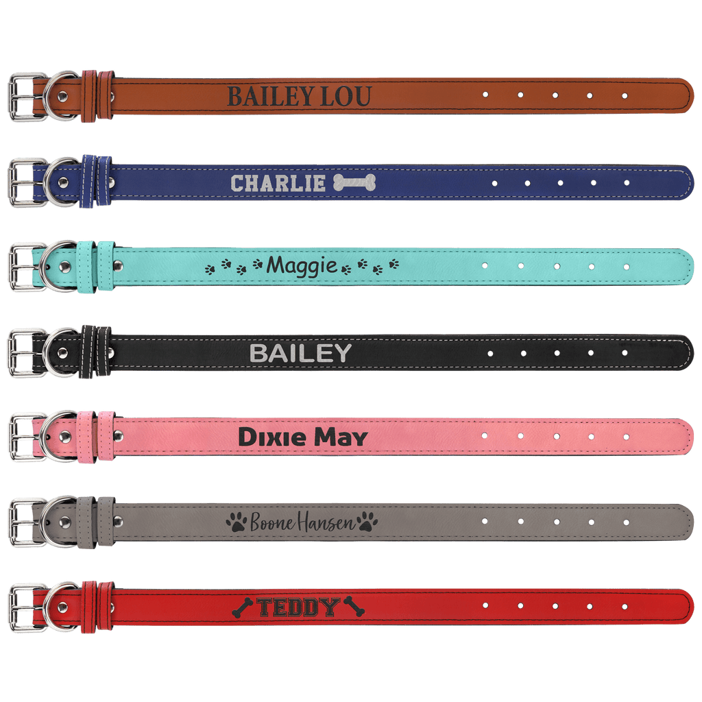 Small 15" x 3/4" Laserable Leatherette Dog Collar Sample Set