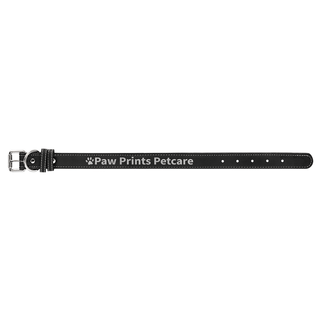 Medium 19" x 1"/Silver Laserable Leatherette Dog Collar