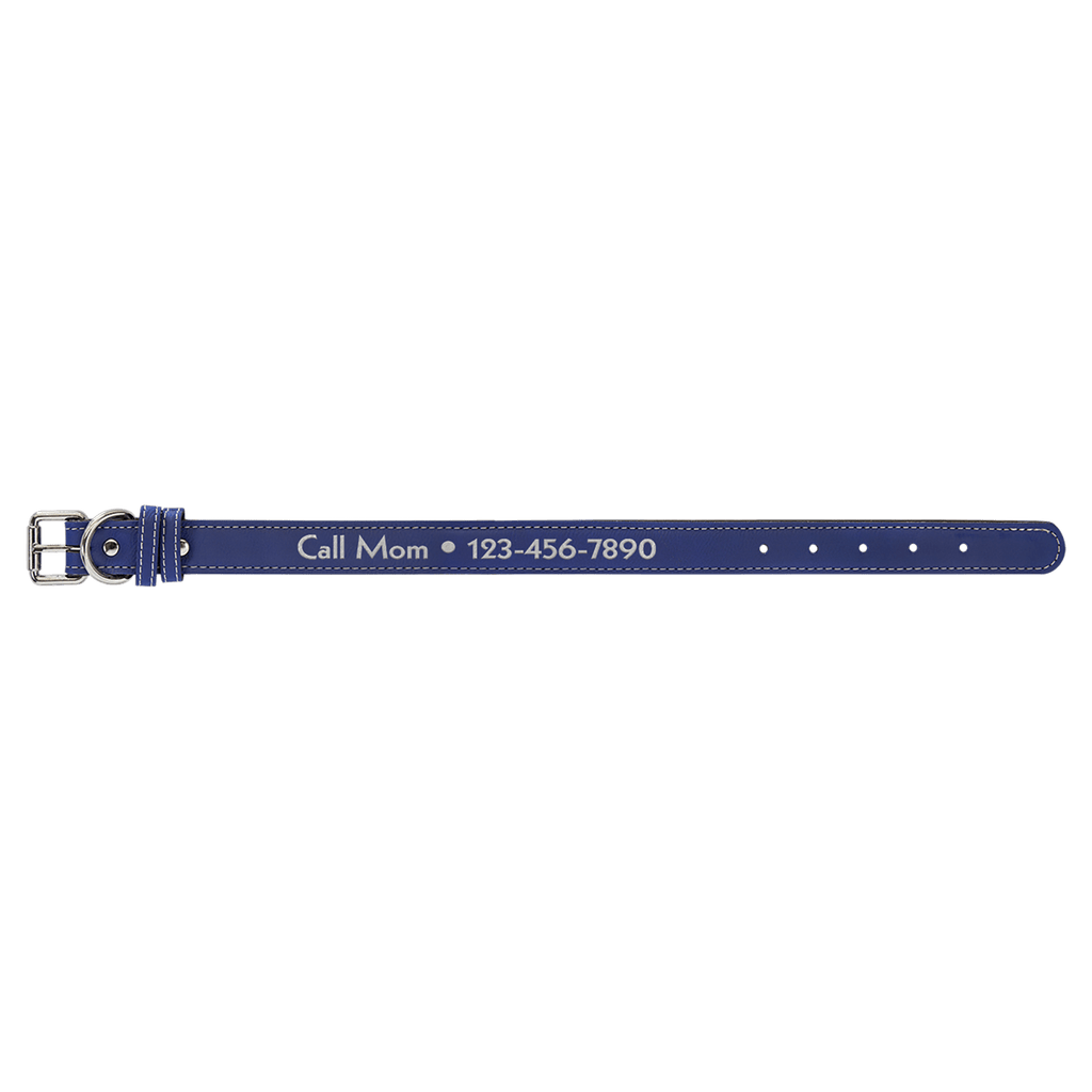 Medium 19" x 1"/Silver Laserable Leatherette Dog Collar