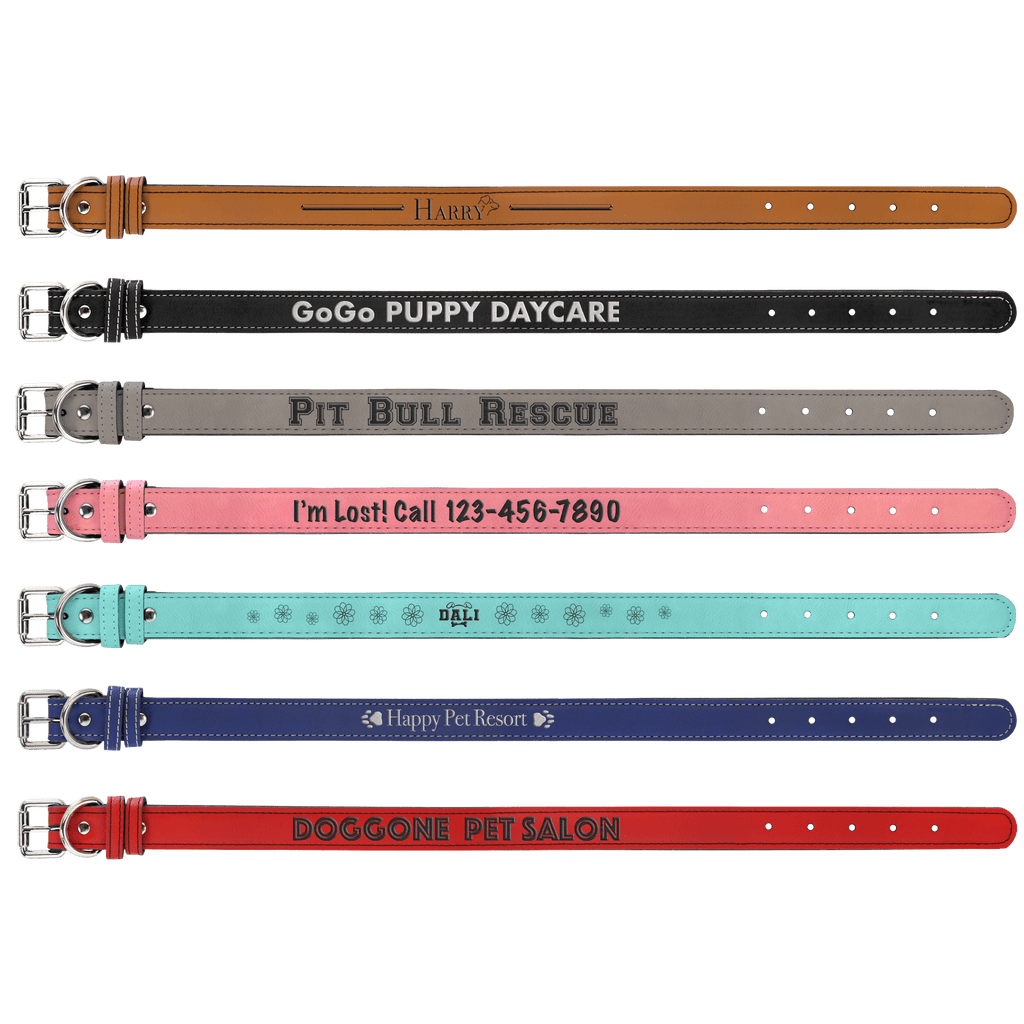 Large 23" x 1" Laserable Leatherette Dog Collar Sample Set