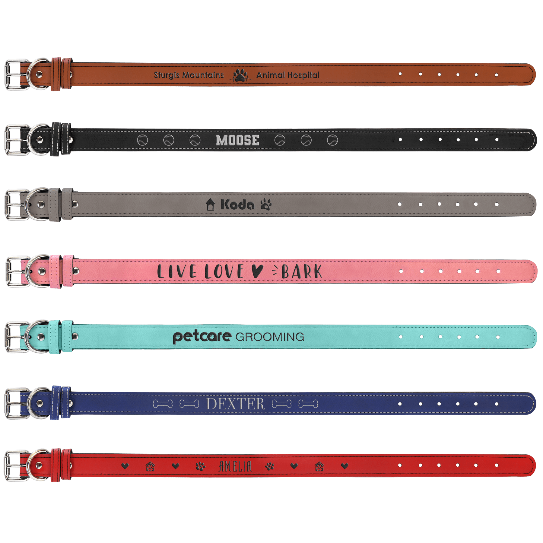 Extra Large 27" x 1 1/4" Laserable Leatherette Dog Collar Sample Set