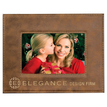 4" x 6" Rustic/Gold Laserable Leatherette Photo Frame
