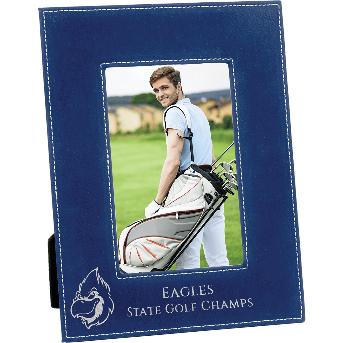 4" x 6"/Silver Laserable Leatherette Photo Frame