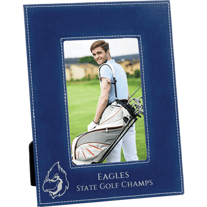 4" x 6"/Silver Laserable Leatherette Photo Frame