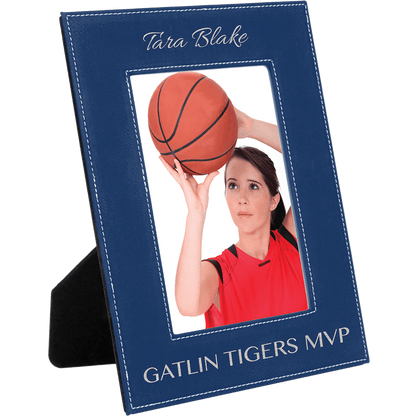 5" x 7"/Silver Laserable Leatherette Photo Frame