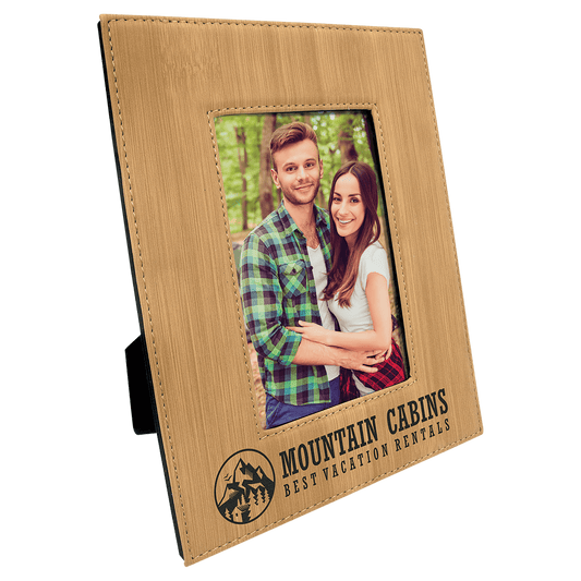 4" x 6" Bamboo Laserable Leatherette Photo Frame