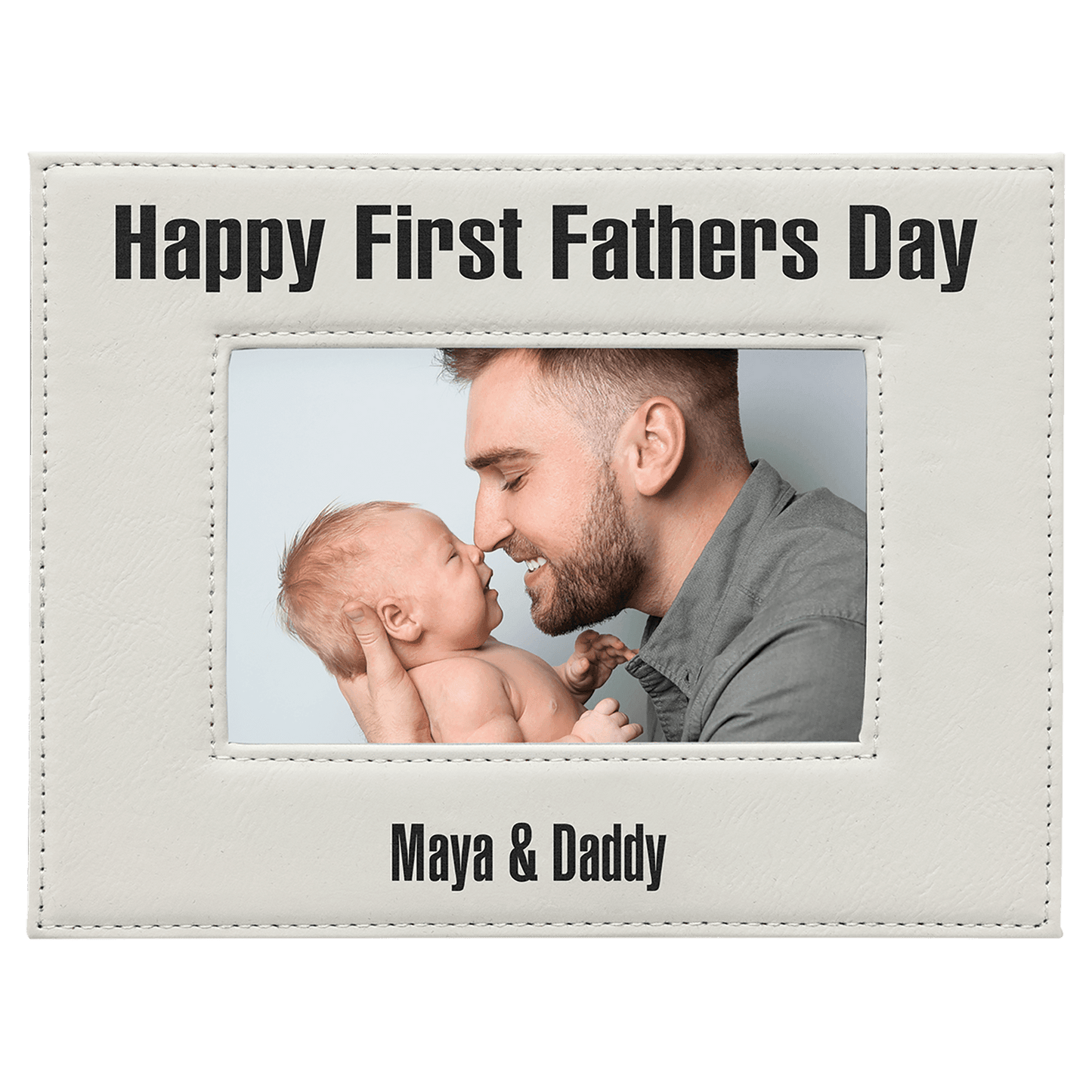 4" x 6"/Black Laserable Leatherette Photo Frame