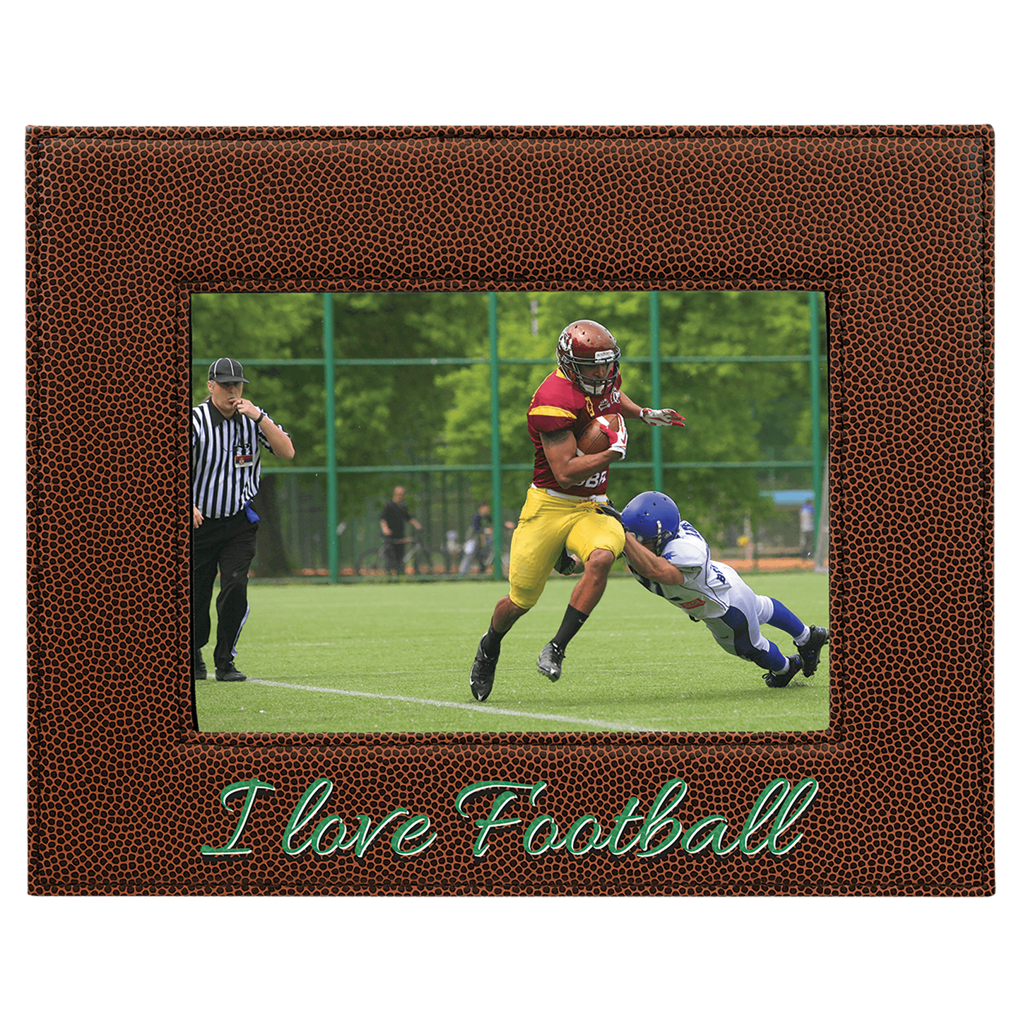 5" x 7" Football Laserable Leatherette Photo Frame