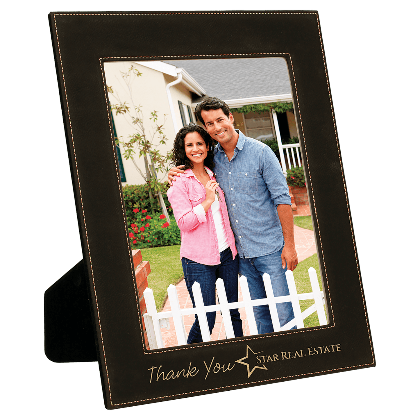 8" x 10"/Gold Laserable Leatherette Photo Frame