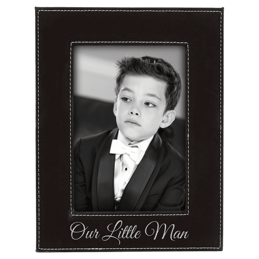4" x 6"/Silver Laserable Leatherette Photo Frame