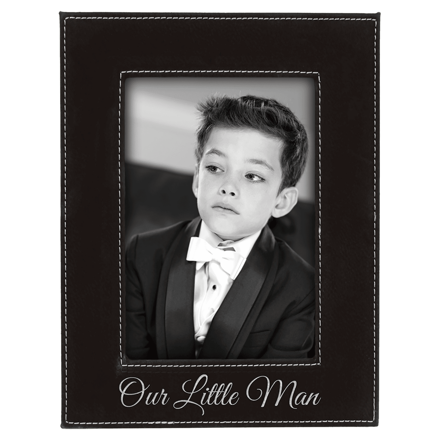 4" x 6"/Silver Laserable Leatherette Photo Frame