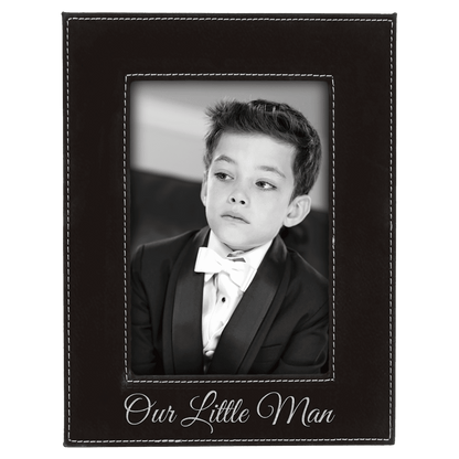 4" x 6"/Silver Laserable Leatherette Photo Frame
