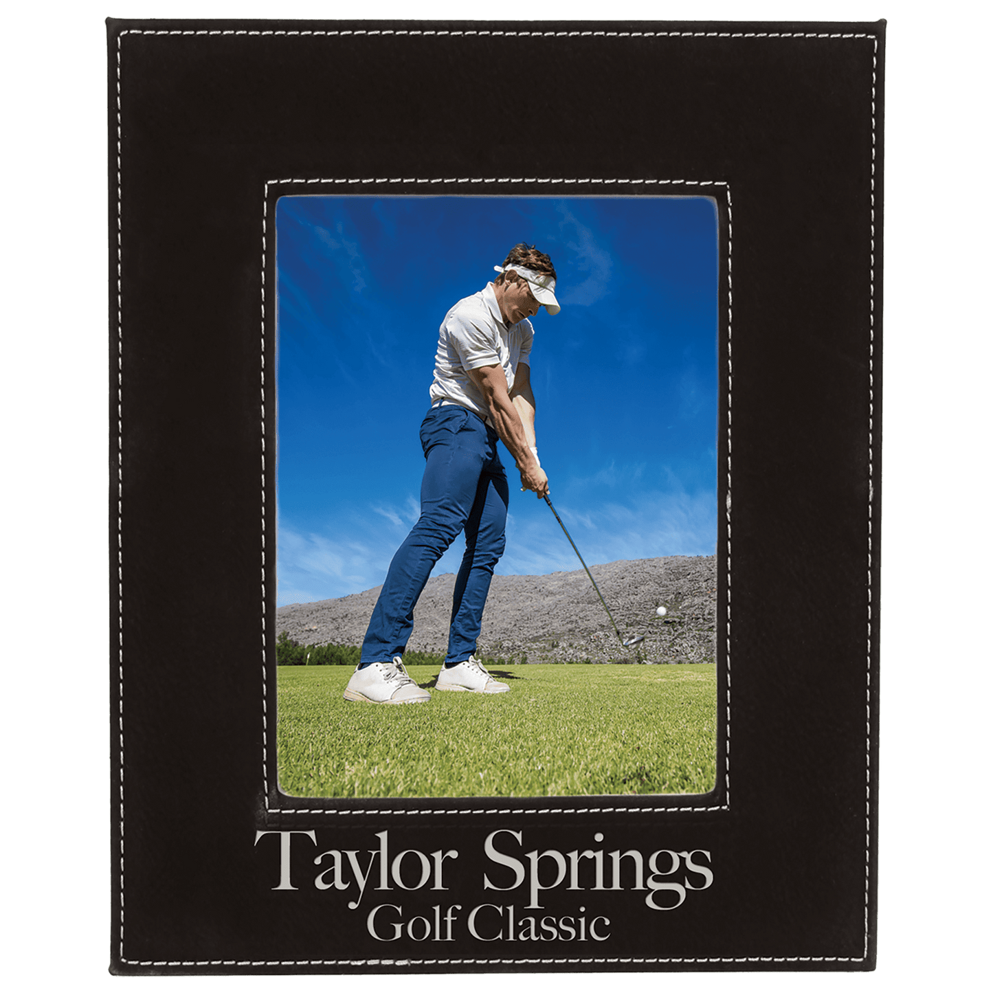 5" x 7"/Silver Laserable Leatherette Photo Frame