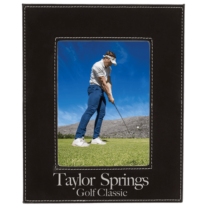 5" x 7"/Silver Laserable Leatherette Photo Frame