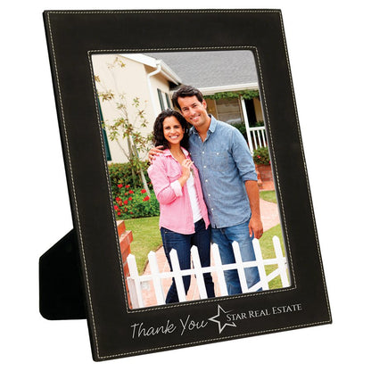 8" x 10"/Silver Laserable Leatherette Photo Frame
