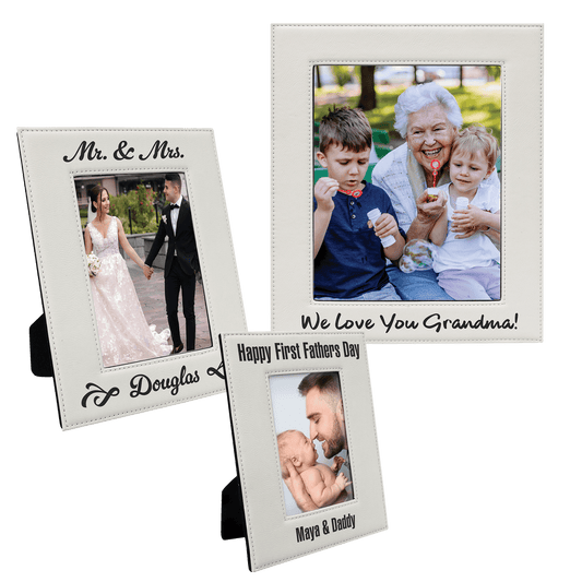 White Laserable Leatherette Photo Frame Sample Set