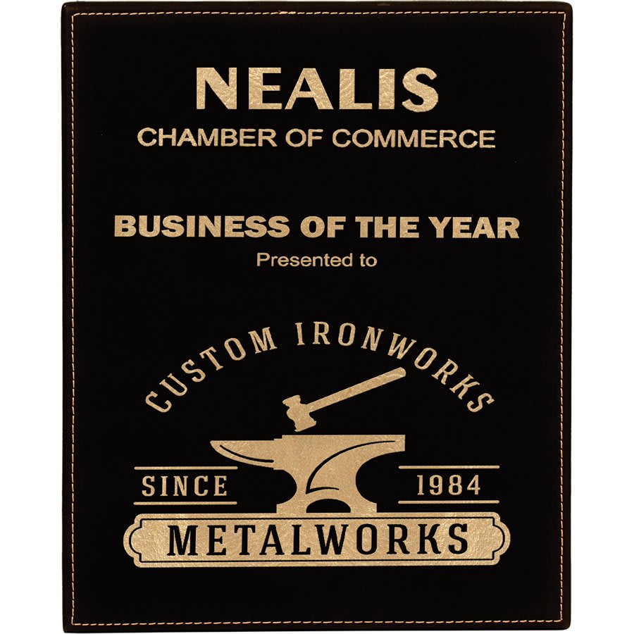 10 1/2" x 13"/Gold Laserable Leatherette Plaque