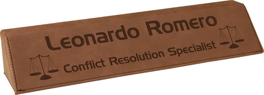 10 1/2" Dark Laserable Leatherette Desk Wedge