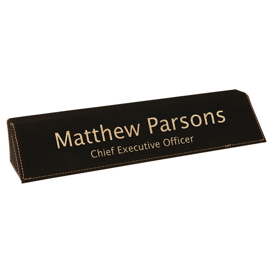 10 1/2"/Gold Laserable Leatherette Desk Wedge