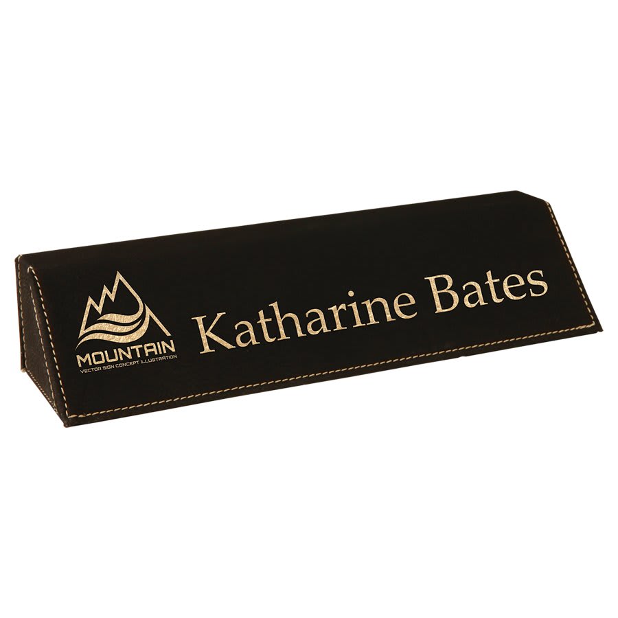8 1/2"/Gold Laserable Leatherette Desk Wedge