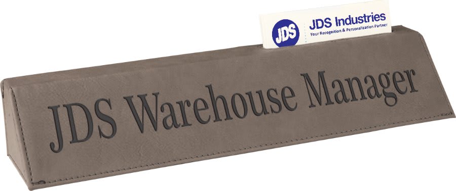10 1/2" Laserable Leatherette Desk Wedge with Business Card Holder