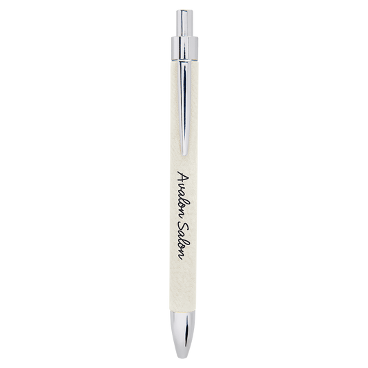 White Laserable Leatherette Pen