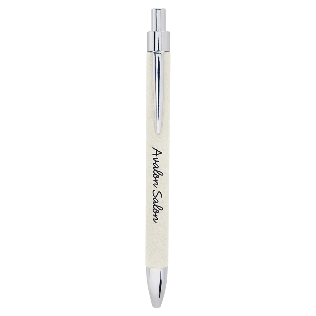 White Laserable Leatherette Pen