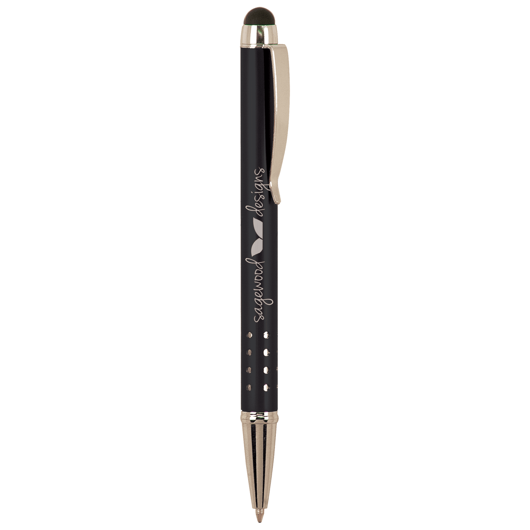 Black with Trim Laserable Pen with Stylus