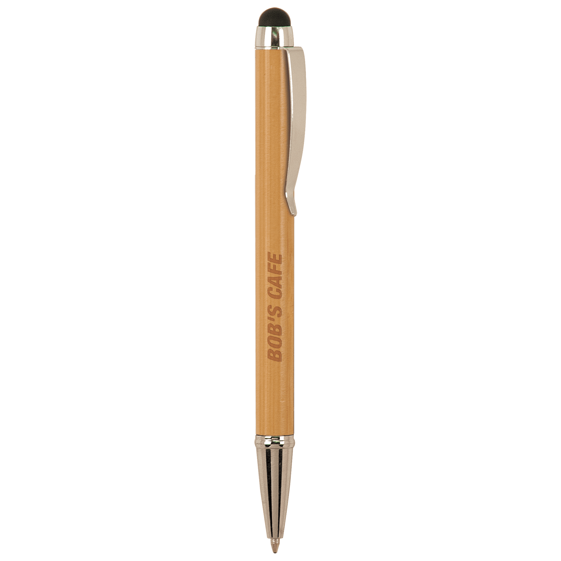 Bamboo with Trim Laserable Pen with Stylus