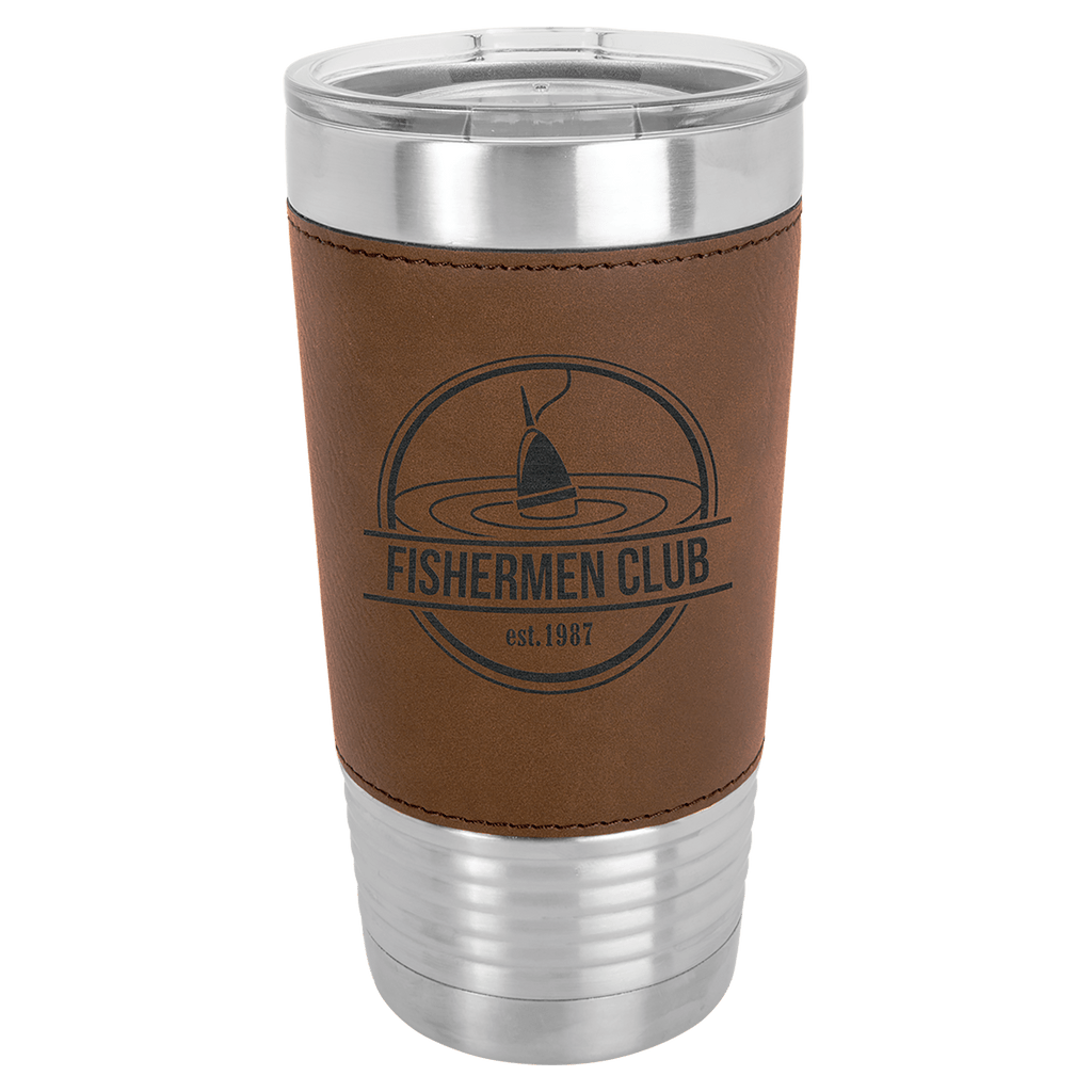 Polar Camel 20 oz. Dark Laserable Leatherette Tumbler with Clear Lid