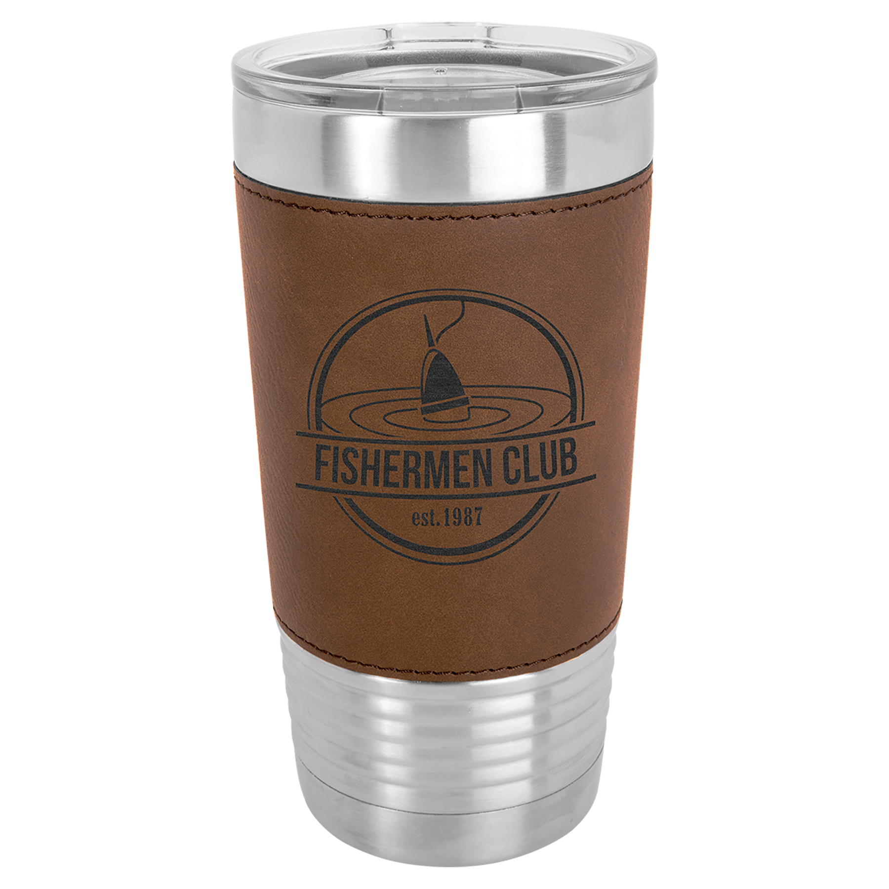 Polar Camel 20 oz. Dark Laserable Leatherette Tumbler with Clear Lid