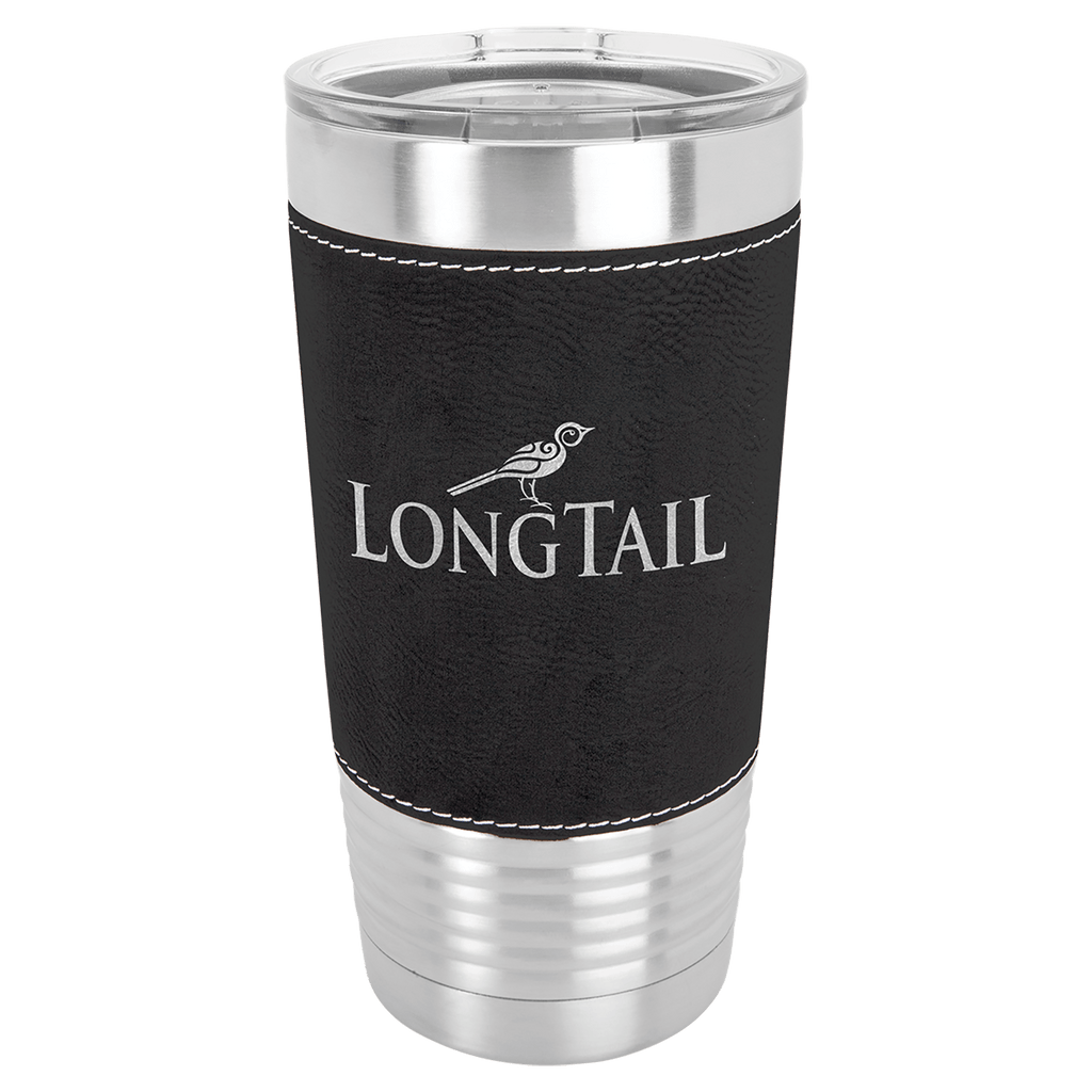 Polar Camel 20 oz./Silver Laserable Leatherette Tumbler with Clear Lid