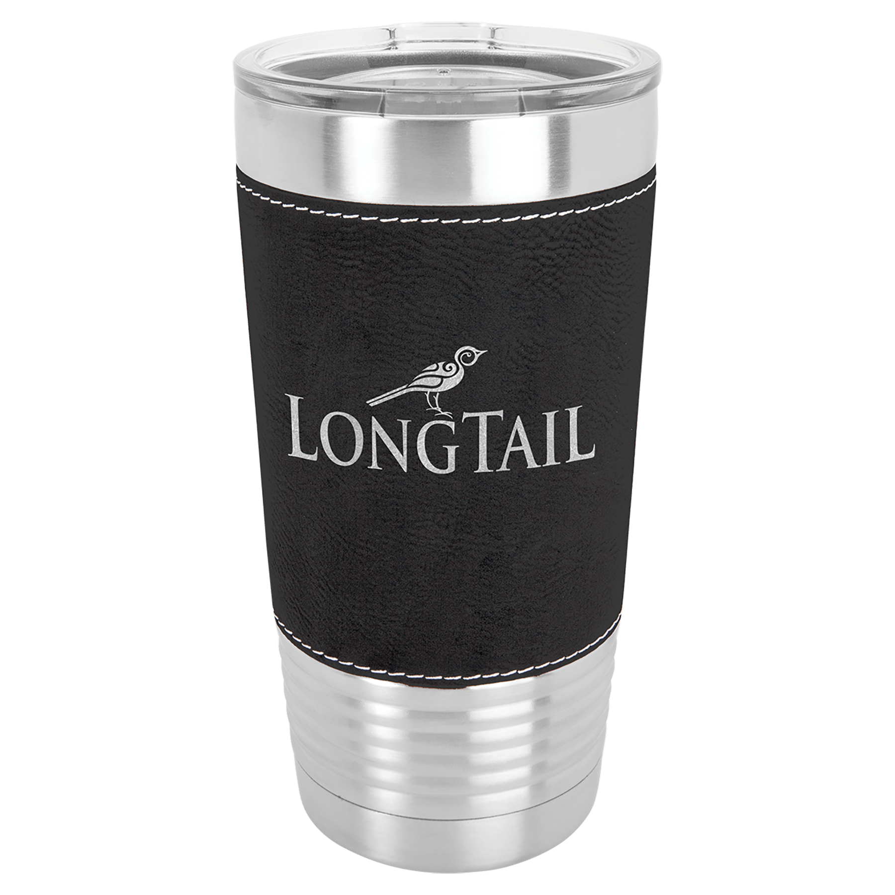 Polar Camel 20 oz./Silver Laserable Leatherette Tumbler with Clear Lid